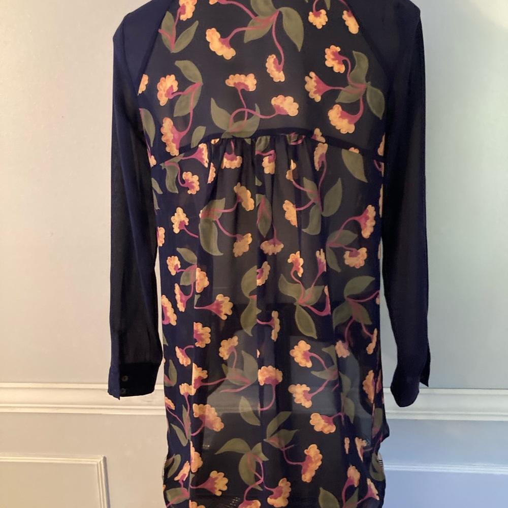 Anthropologie Maeve 2 Ira Sheer Floral Button Down Blouse Top - Picture 5 of 6